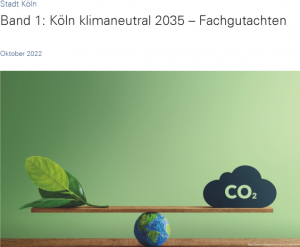 Ausschnitt aus dem Titelblatt des Gutachtens: Stadt Köln Band 1: Köln klimaneutral 2035 - Fachgutachten