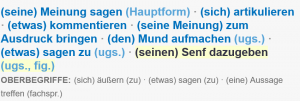 Liste mit anderen Begriffen zu "seinen Senf dazu geben". Q: openthesaurus.de