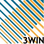 Logo des 3WIN e.V. Institut für Bürgergesellschaft: Linien, die sich miteinander verschränken und so einen nach rechts oben gerichteten Pfeil bilden. Mit dem Wort: 3WIN