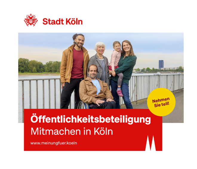 Verschiedene Menschen stehen freundlich lächelnd am Rhein